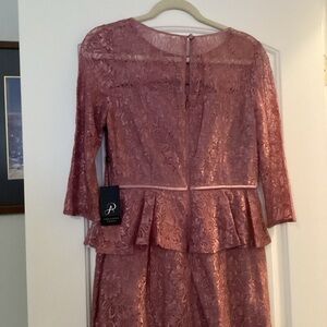Adrianna Papell Mauve Lace Peplum Dress